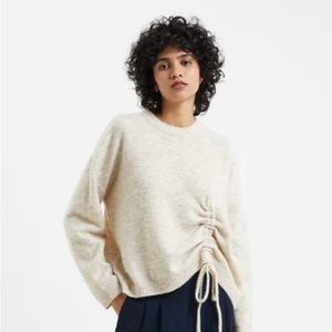 Never worn French Connection Kezia Scrunch Tie Sweater. Small. Tan.
